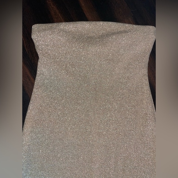 SOLD VINTAGE Glamorous Gold Knit Bandeau Tube Dress Vintage Size 6p - Picture 4 of 8